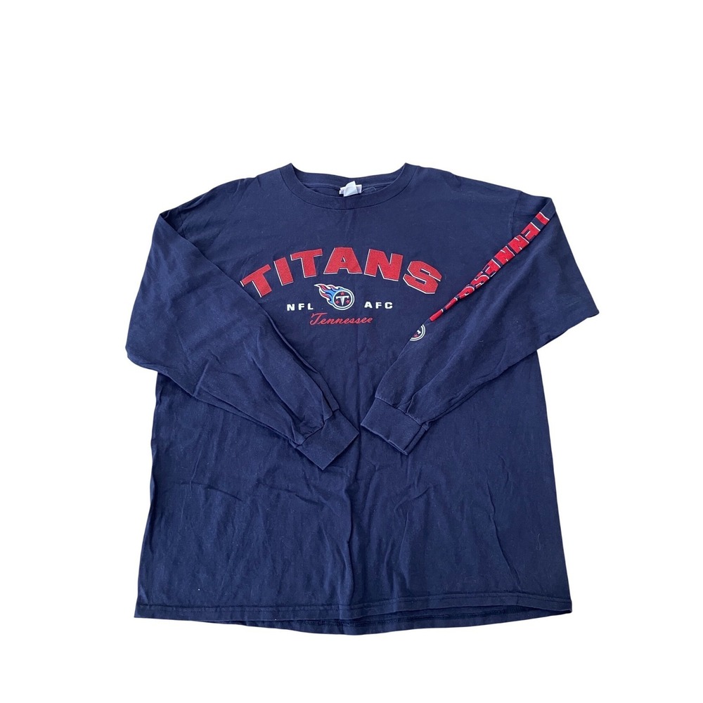 Vintage Tennessee Titans NFL Long Sleeve T Shirt Navy Blue XL